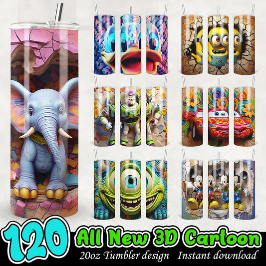120 Cartoon 20oz Tumbler PNG Designs