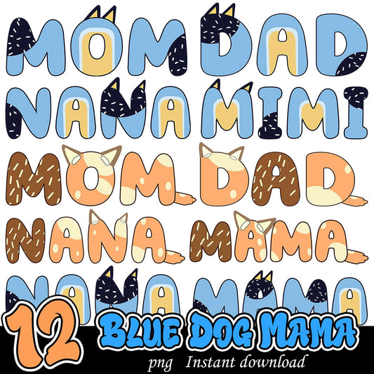 12 Blue Dog Mama SVG Bundle