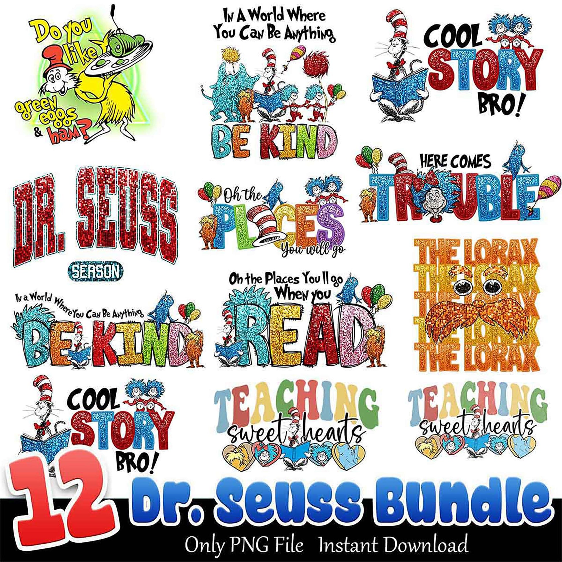 12 Dr Seuss PNG Bundle Instant Download