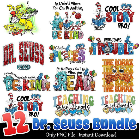 12 Dr Seuss PNG Bundle Instant Download