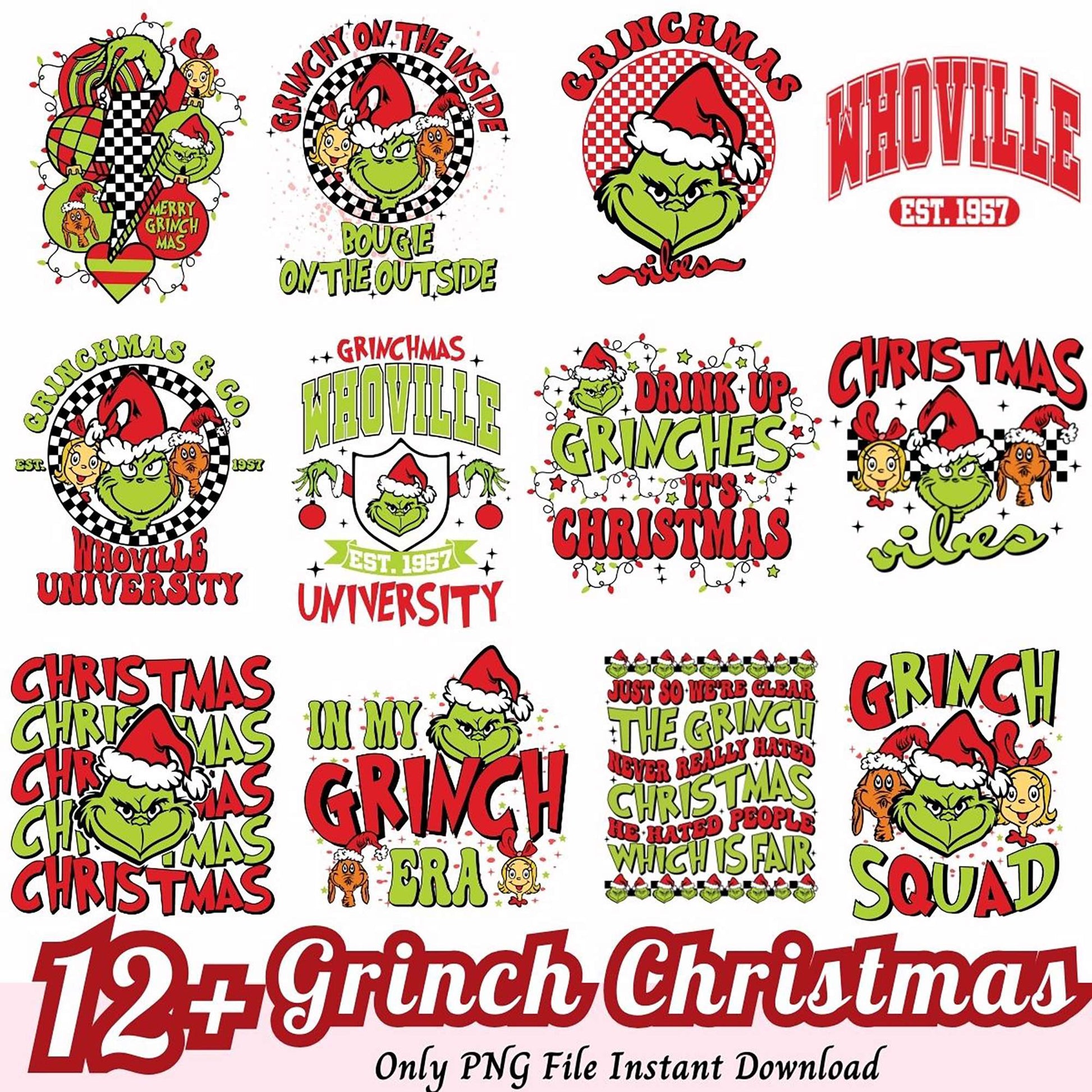 12 Grinch Christmas PNG Designs