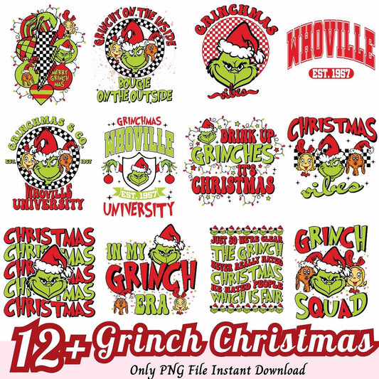 12 Grinch Christmas PNG Designs