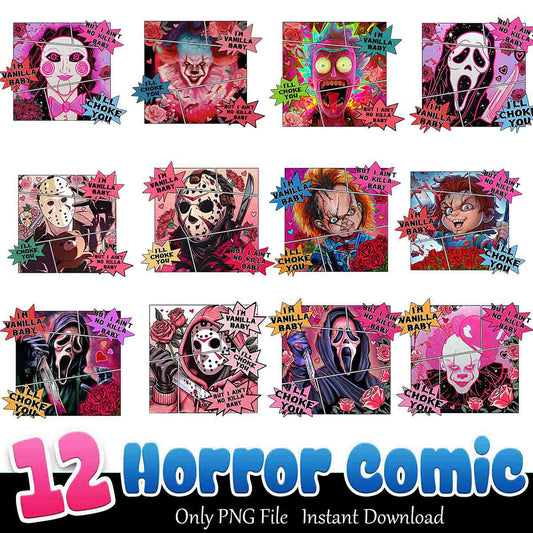 12 Horror Comic PNG Instant Download