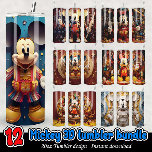 12 Mickey 3D Tumbler Bundle for Instant Download Fun