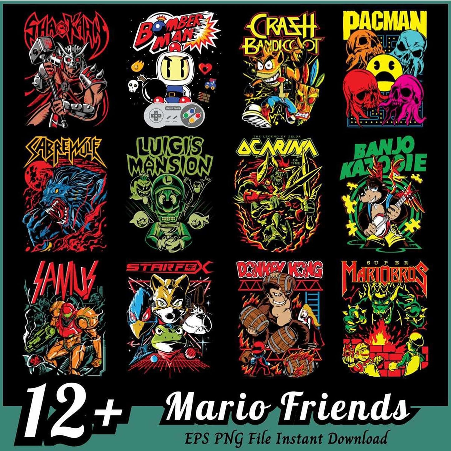 12+ Retro Mario Friends PNG Bundle
