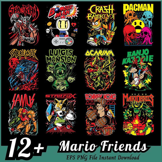 12+ Retro Mario Friends PNG Bundle
