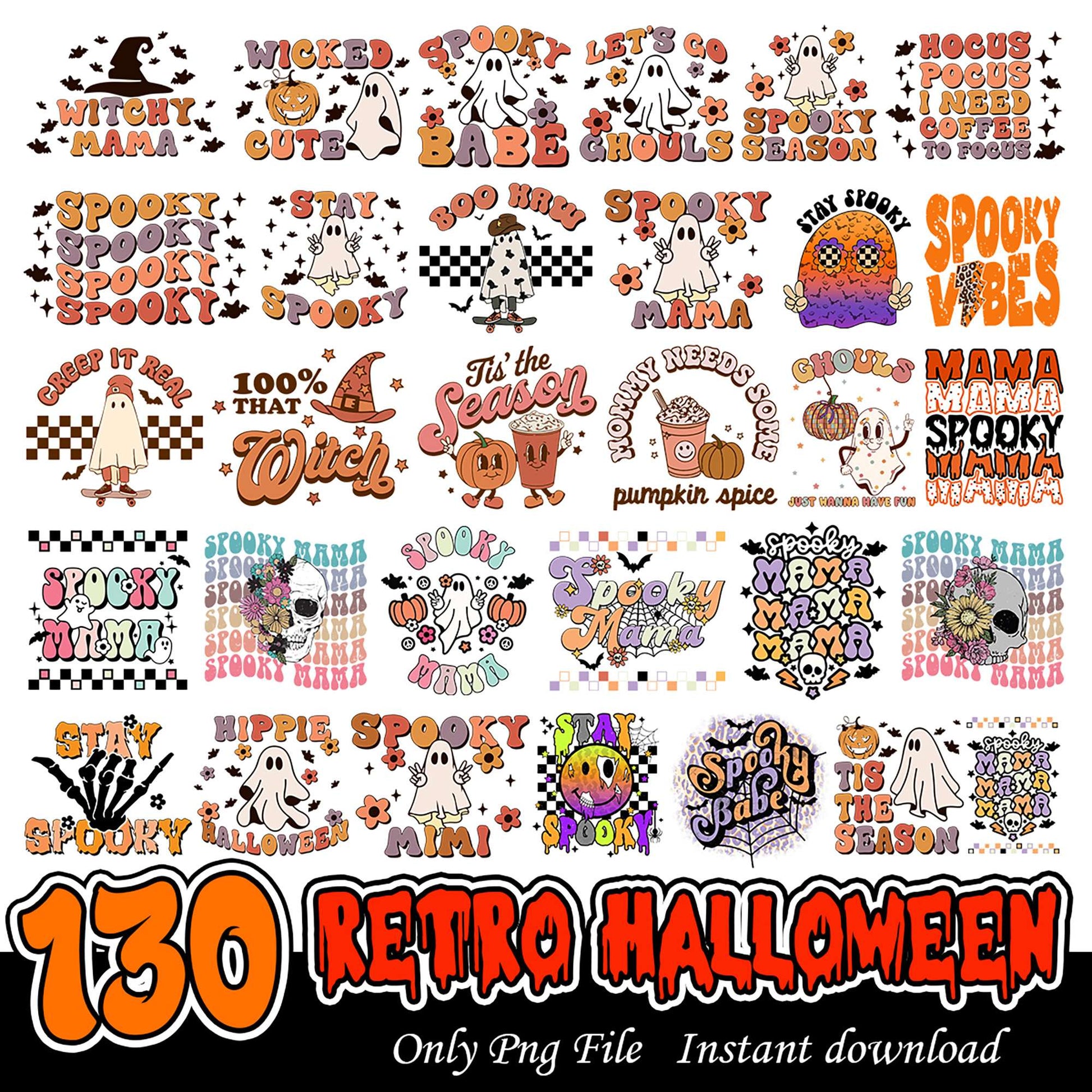 130 Retro Halloween PNG Designs