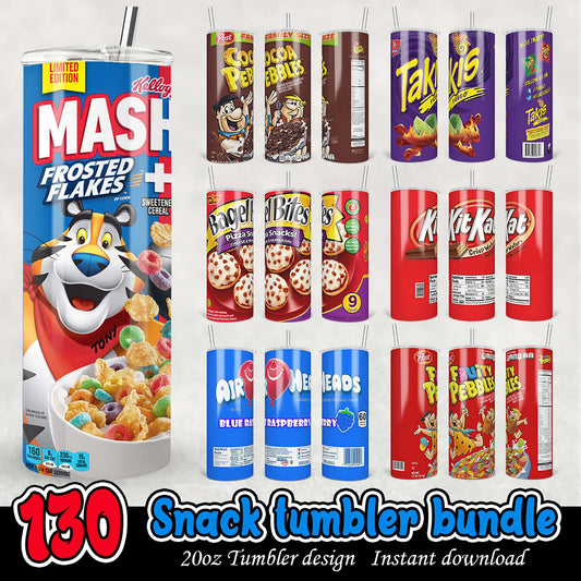 130 Snack Tumbler Designs Bundle