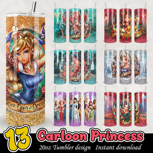 13 Cartoon Princess Tumbler Designs