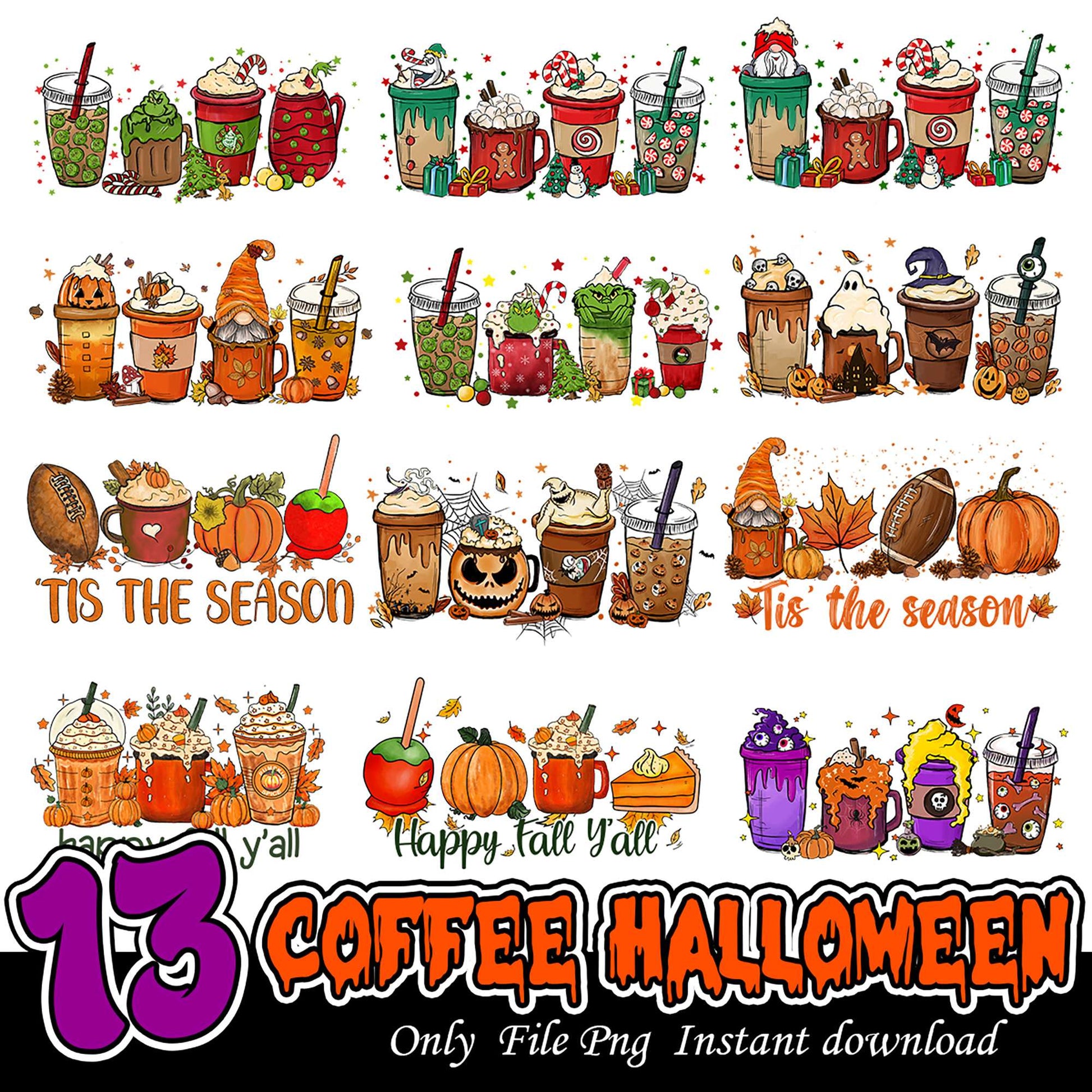 13 Unique Halloween Coffee PNG Designs for Instant Download