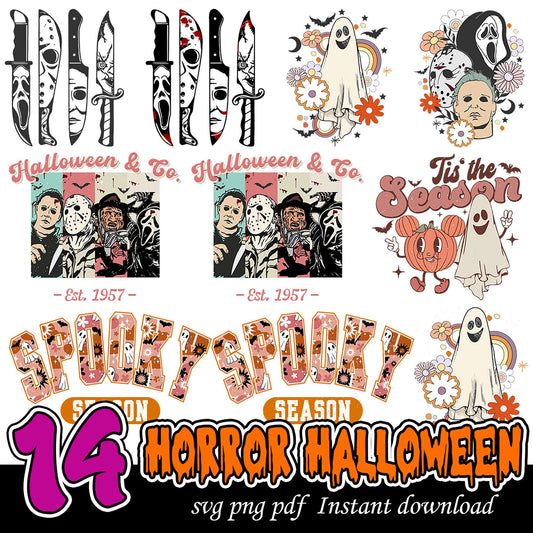 14 Unique Halloween Horror SVG PNG Bundle for Crafts