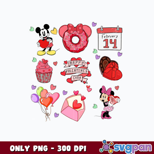 Pink Happy Valentines Day Disney png