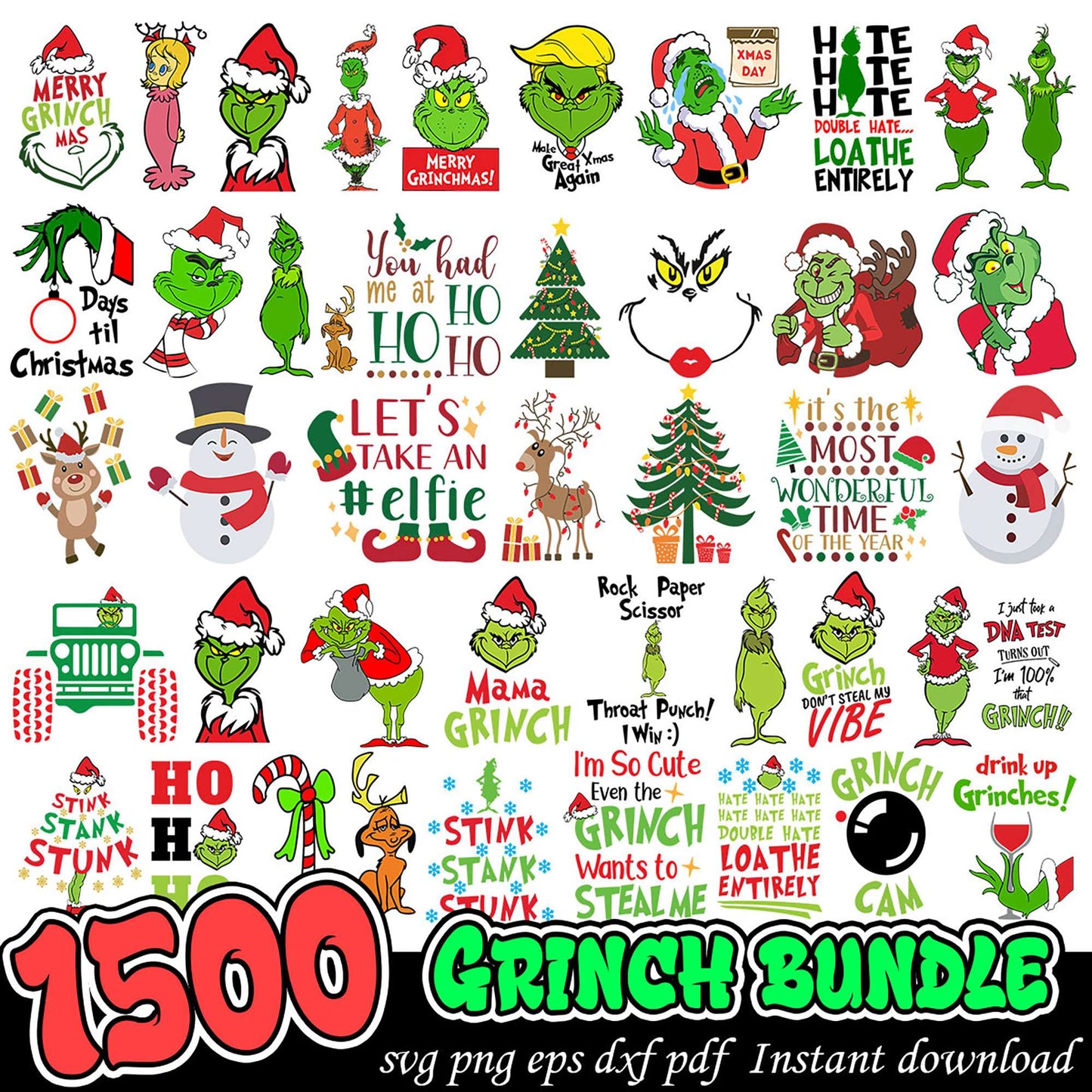 1500 Grinch Bundle SVG Designs for Christmas Creativity