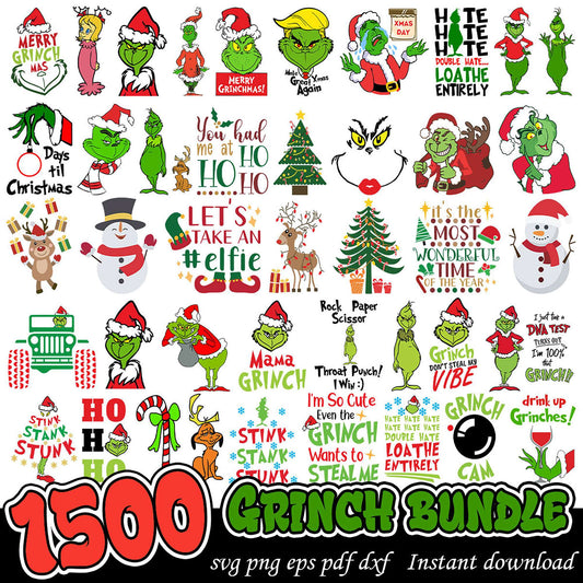1500 Grinch SVG Bundle Instant Download