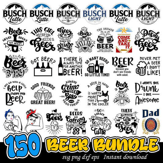 150 Beer Bundle SVG PNG DXF EPS Graphics for Beer Lovers