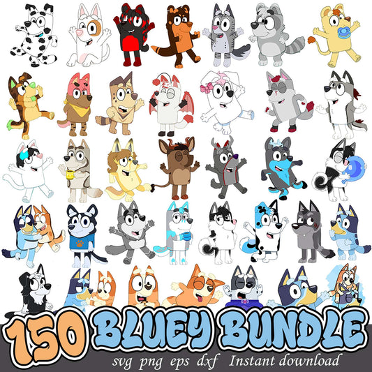 150 Bluey SVG Bundle Instant Download