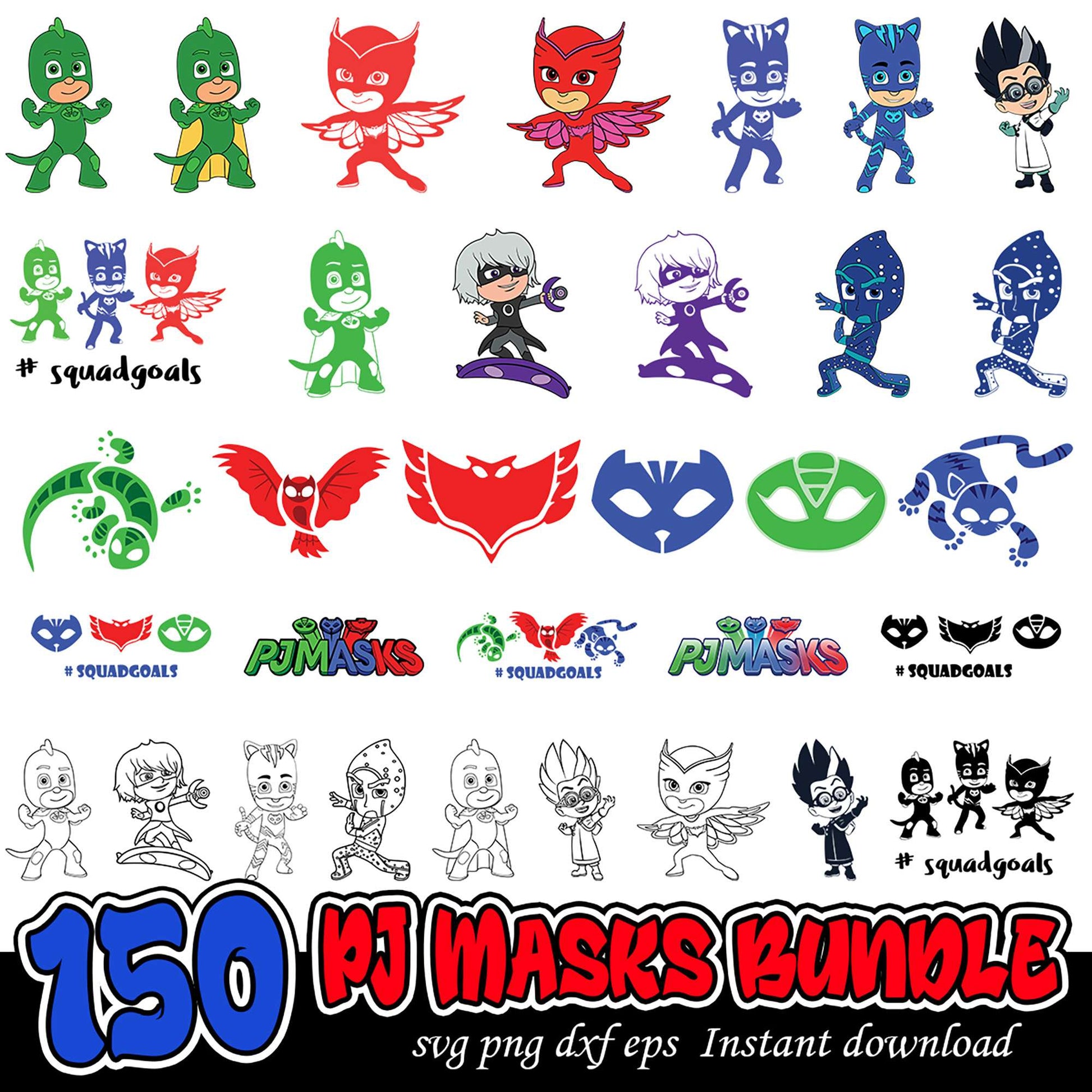 150 PJ Masks SVG Bundle for Instant Download Fun Crafts