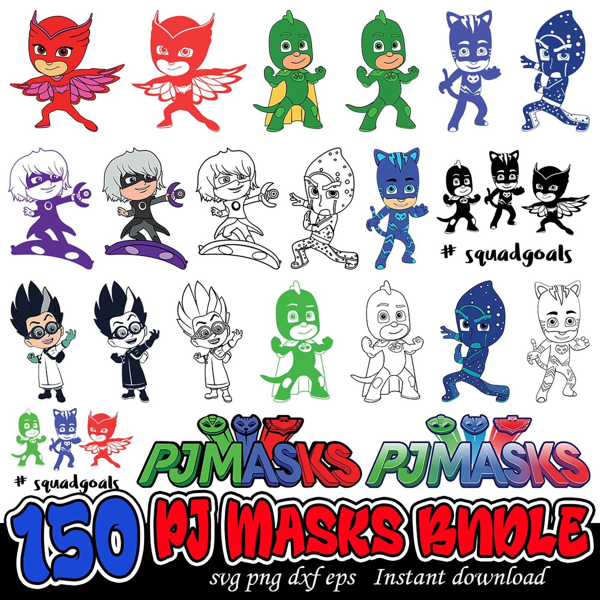 150 PJ Masks SVG Bundle with Instant Download Options