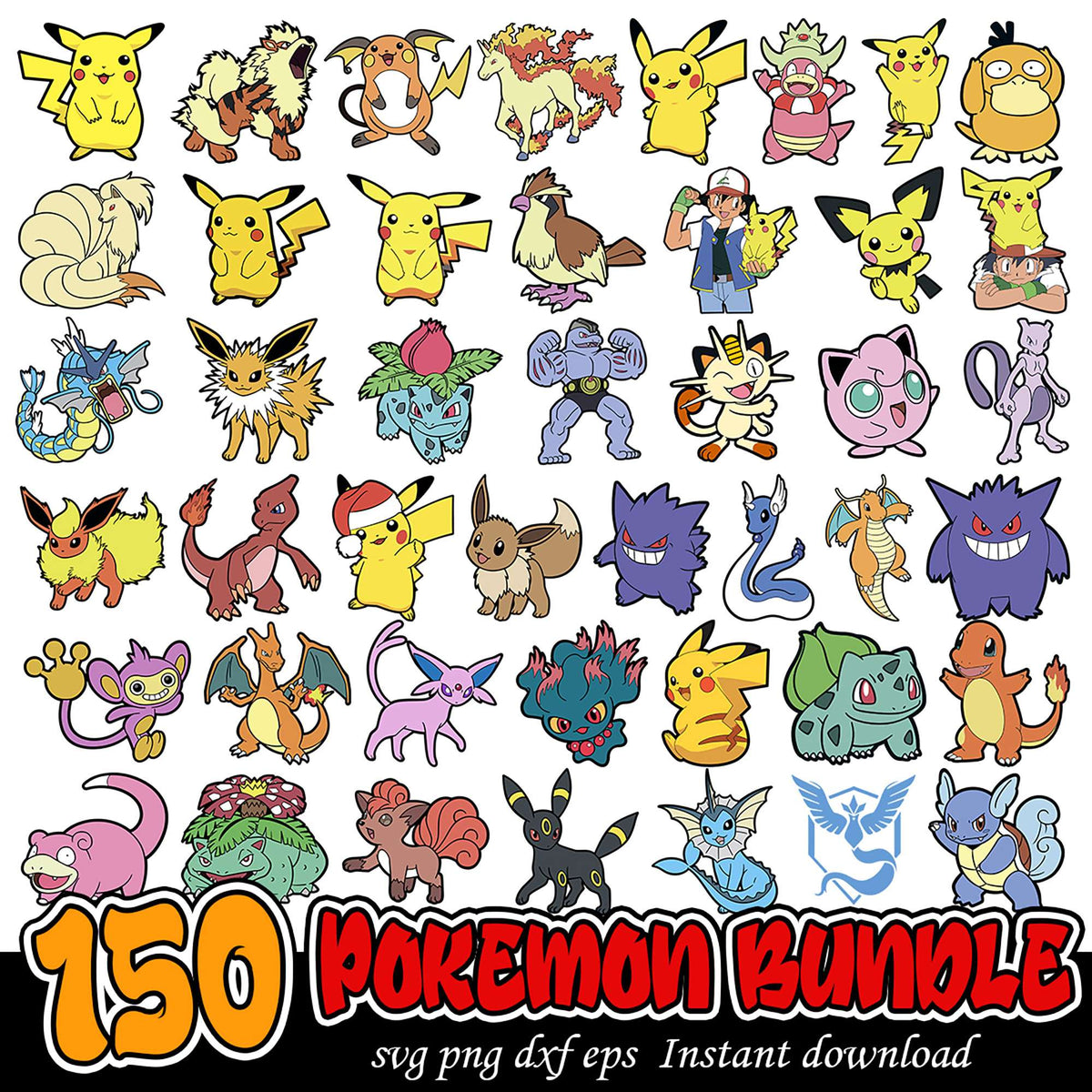 Pokemon 150 Collection 150 Pokemon SVG Bundle Instant Download Graphic Collection – svgpan