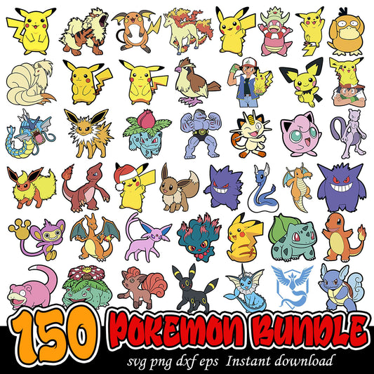 150 Pokemon SVG Bundle Instant Download Graphic Collection