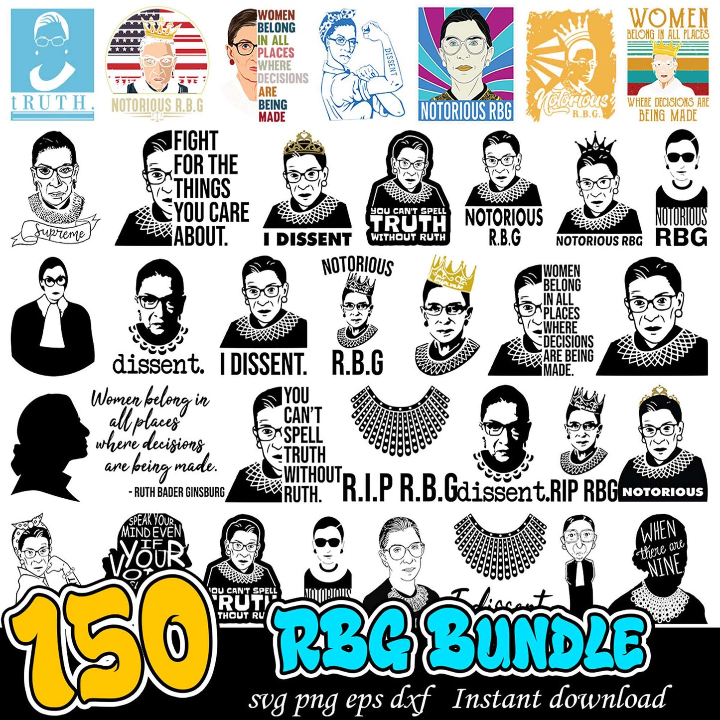 150 Ruth Bader Ginsburg SVG Bundle