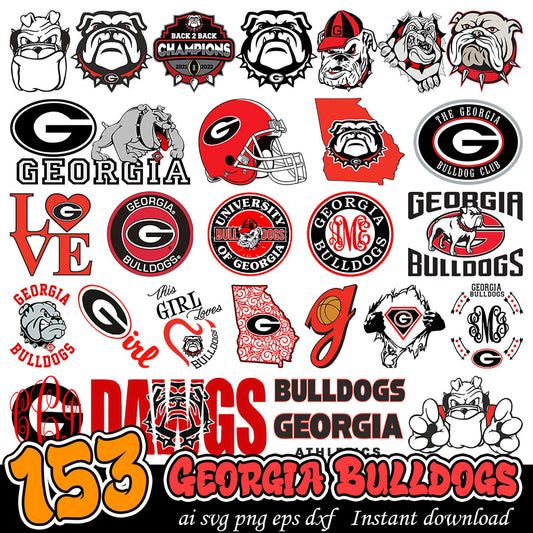 153 Georgia Bulldogs SVG Bundle Instant Download