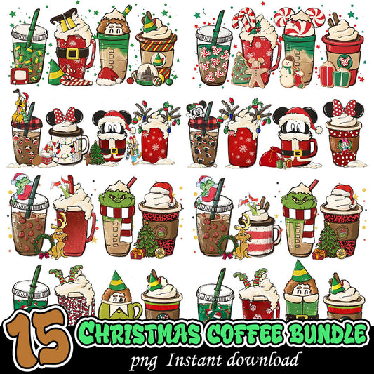 15 Christmas Coffee PNG Bundle
