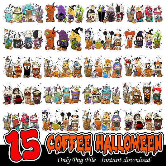 15 Halloween Coffee PNG Bundle