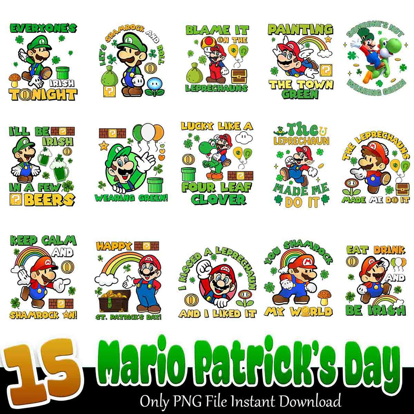 15 Mario St Patricks Day PNG Designs