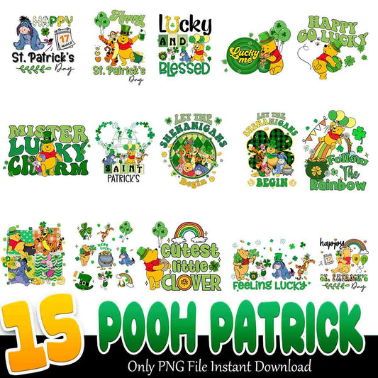 15 Pooh St Patricks Day PNG Designs