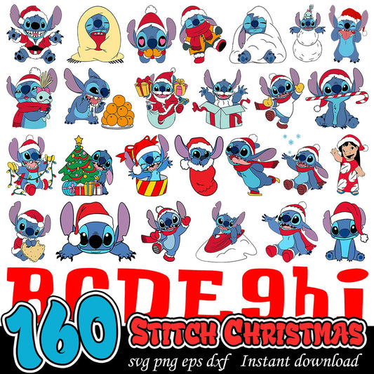 160 Stitch Christmas SVG Bundle