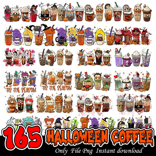 165 Halloween Coffee PNG Bundle for Instant Download