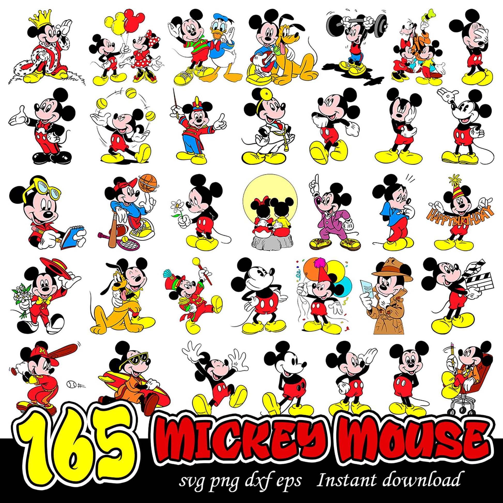 165 Mickey Mouse SVG Bundle for Instant Download Fun