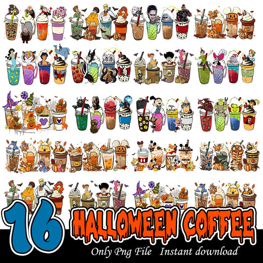16 Halloween Coffee PNG Bundle