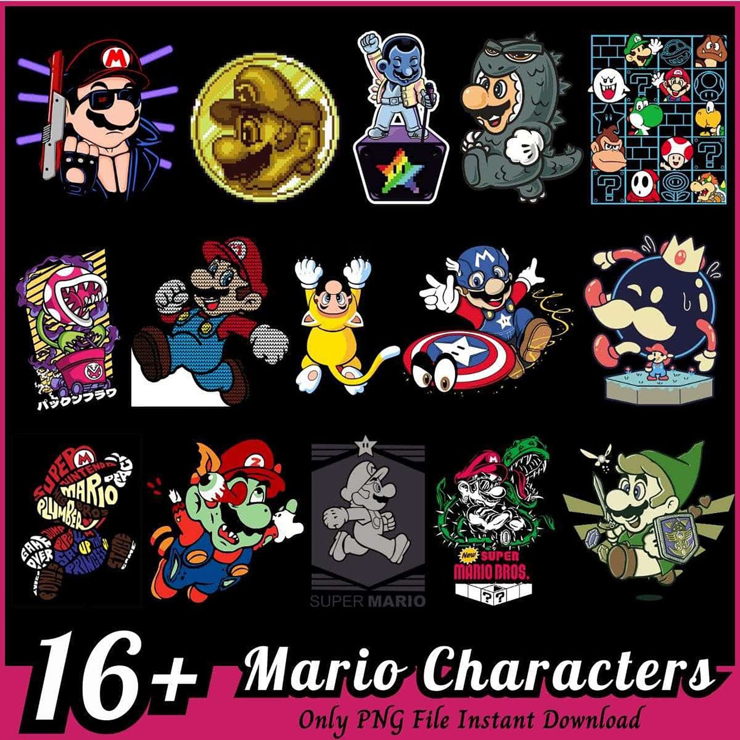 16+ PNG Mario Characters Instant Download