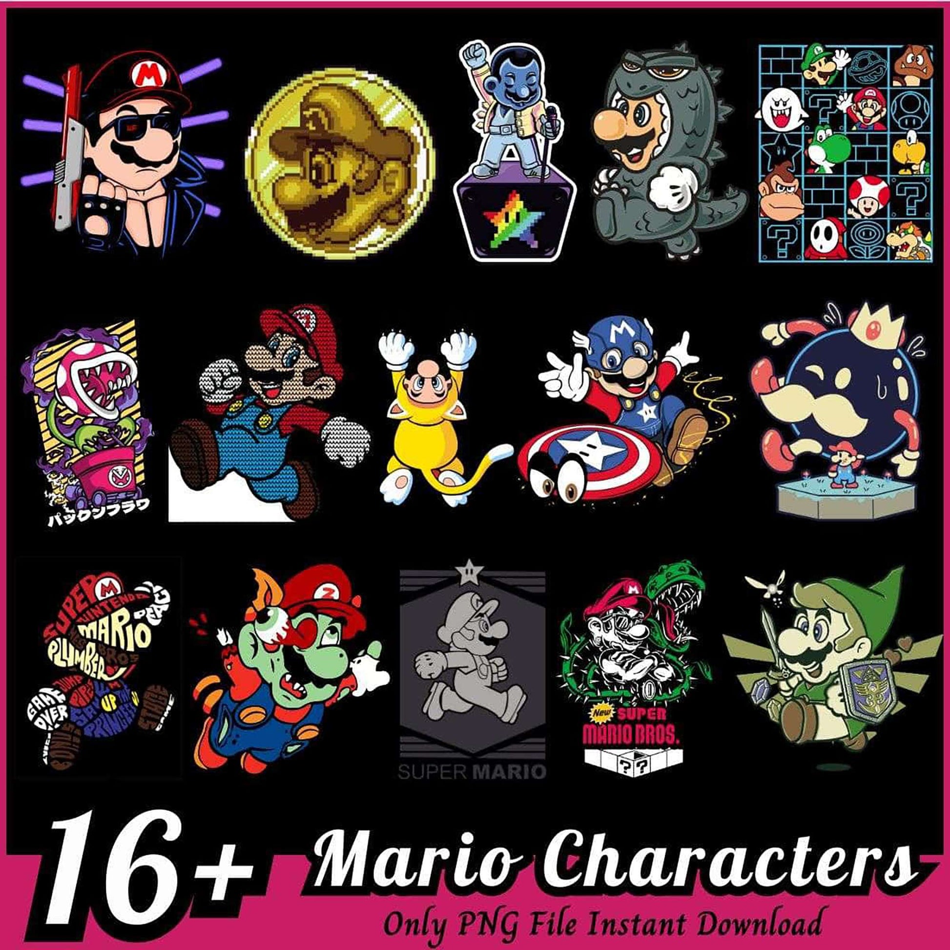 16+ PNG Mario Characters Instant Download