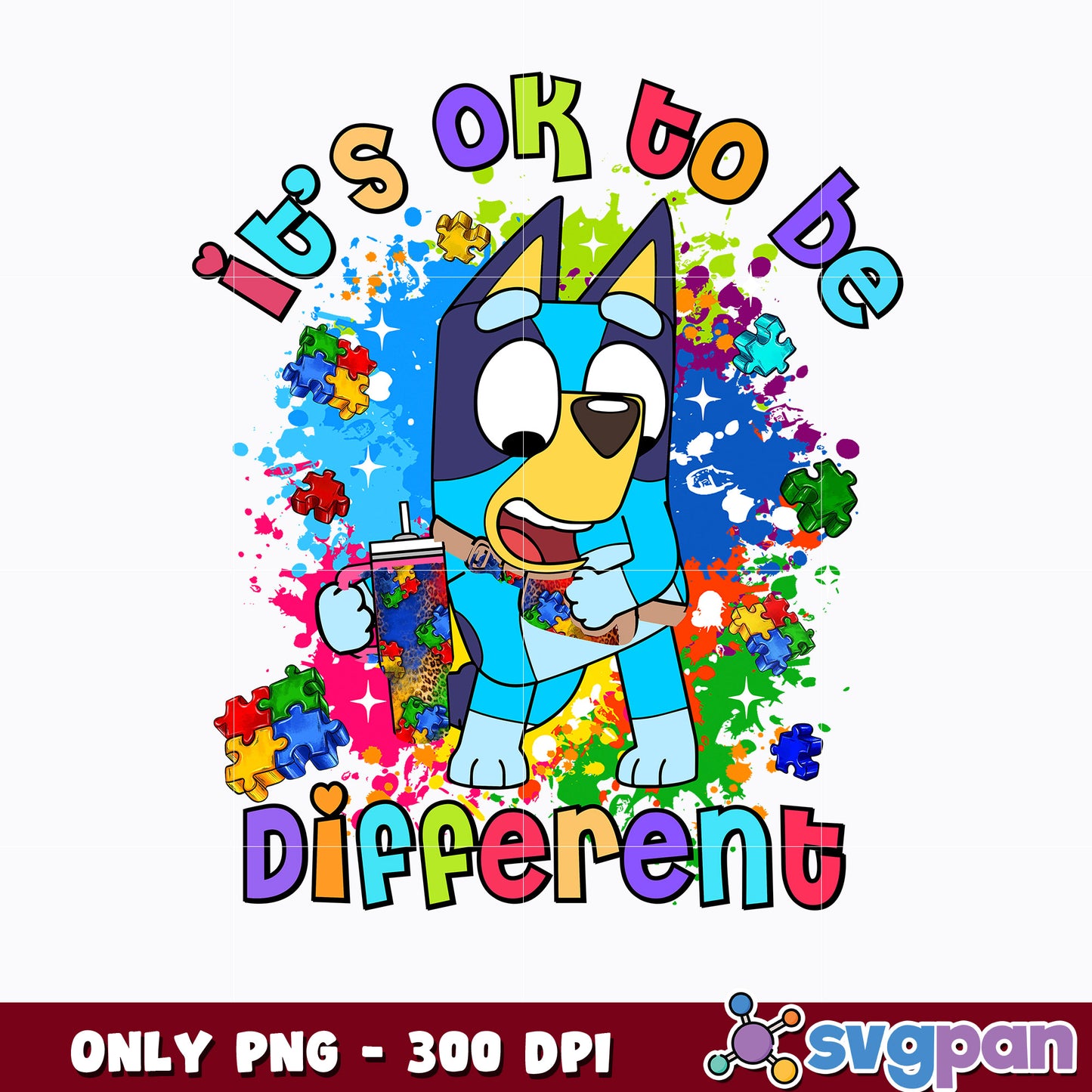  Bluey it's ok to be Different png 