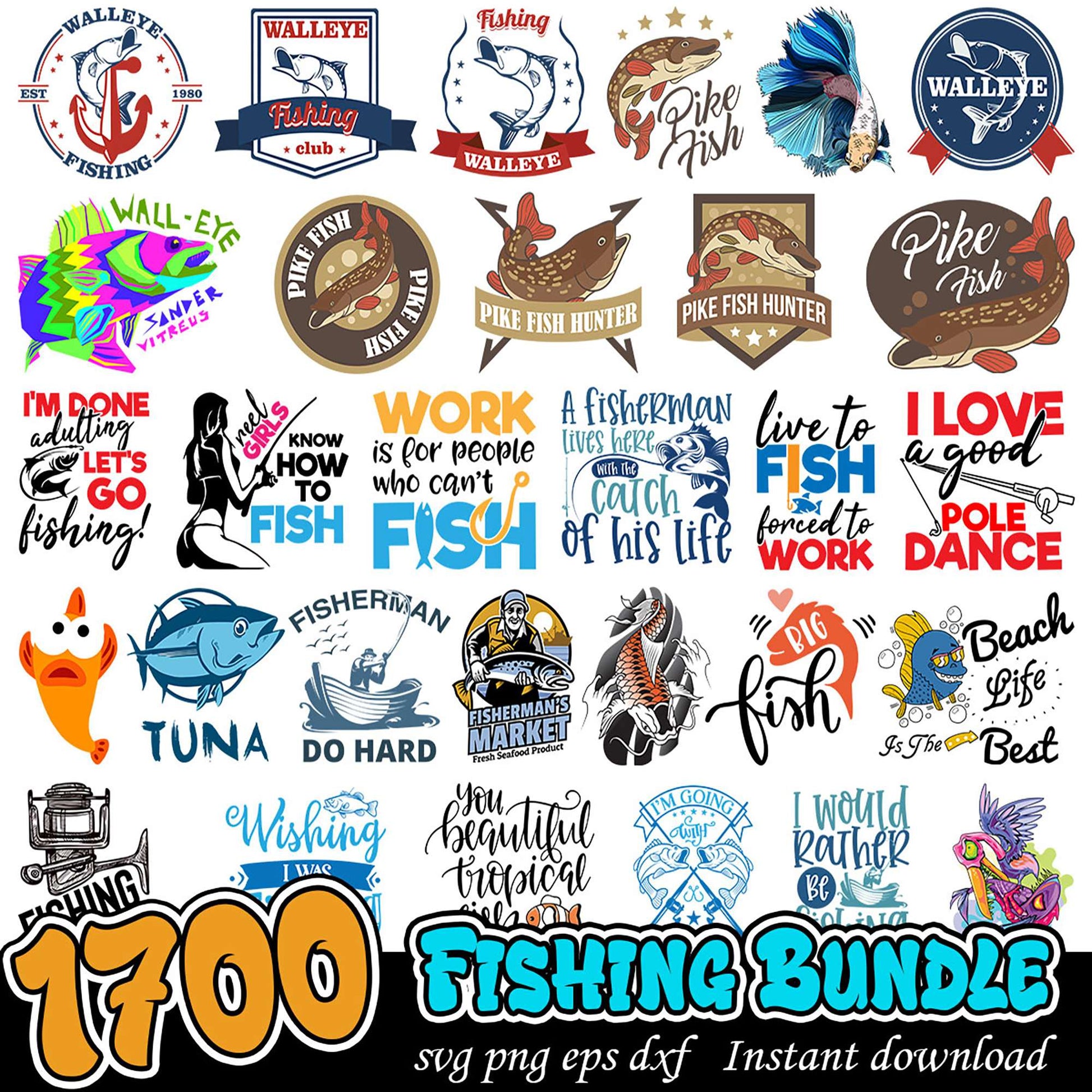 1700 Fishing SVG Bundle Instant Download