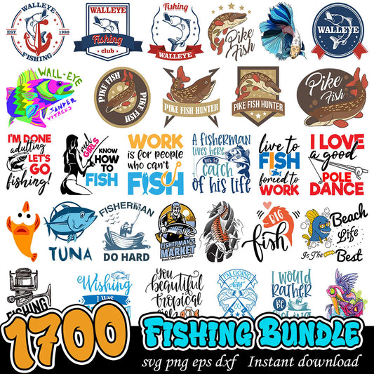 1700 Fishing SVG Bundle Instant Download