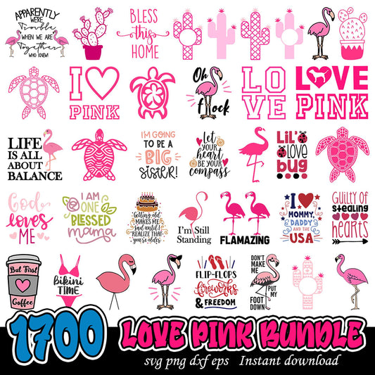 1700 Love Pink Bundle SVG PNG DXF EPS Instant Download