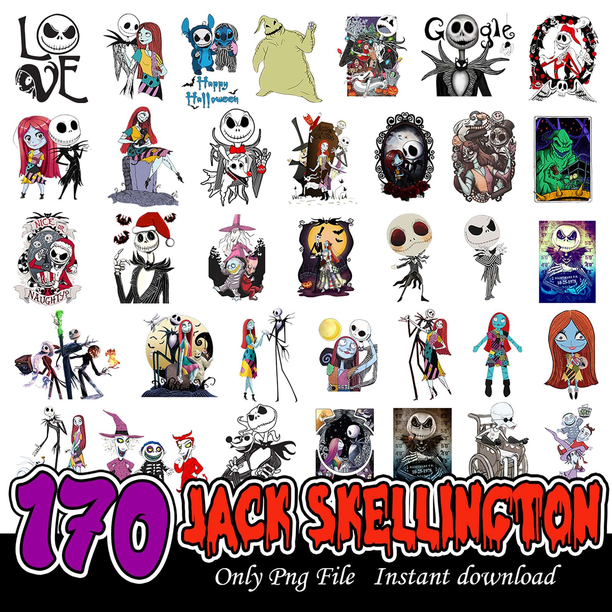 170 Jack Skellington PNGs Instant Download