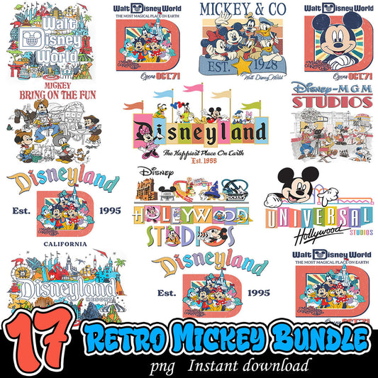 17 Retro Mickey PNG Bundle - Instant Download