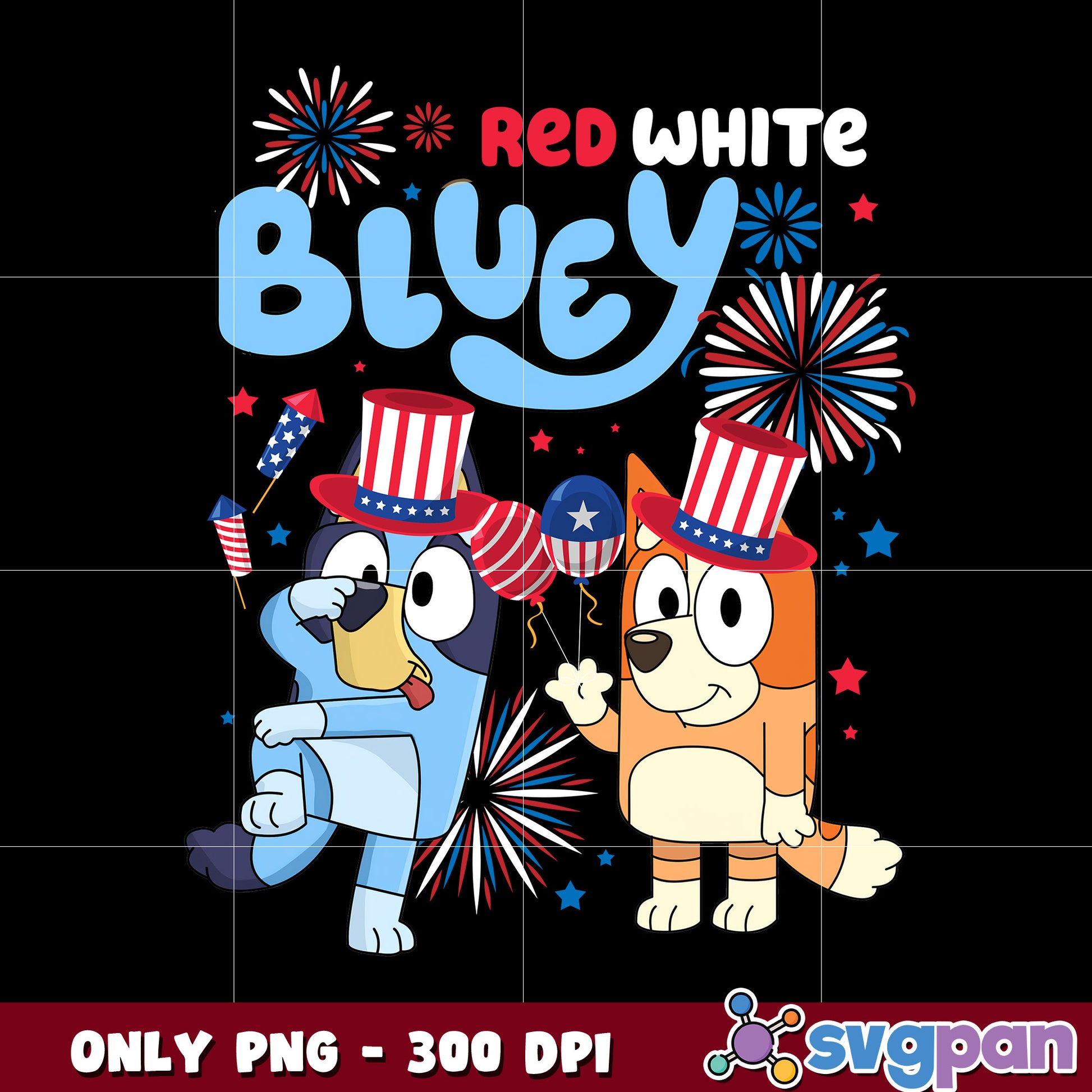 Red White Bluey Fourth Of July png