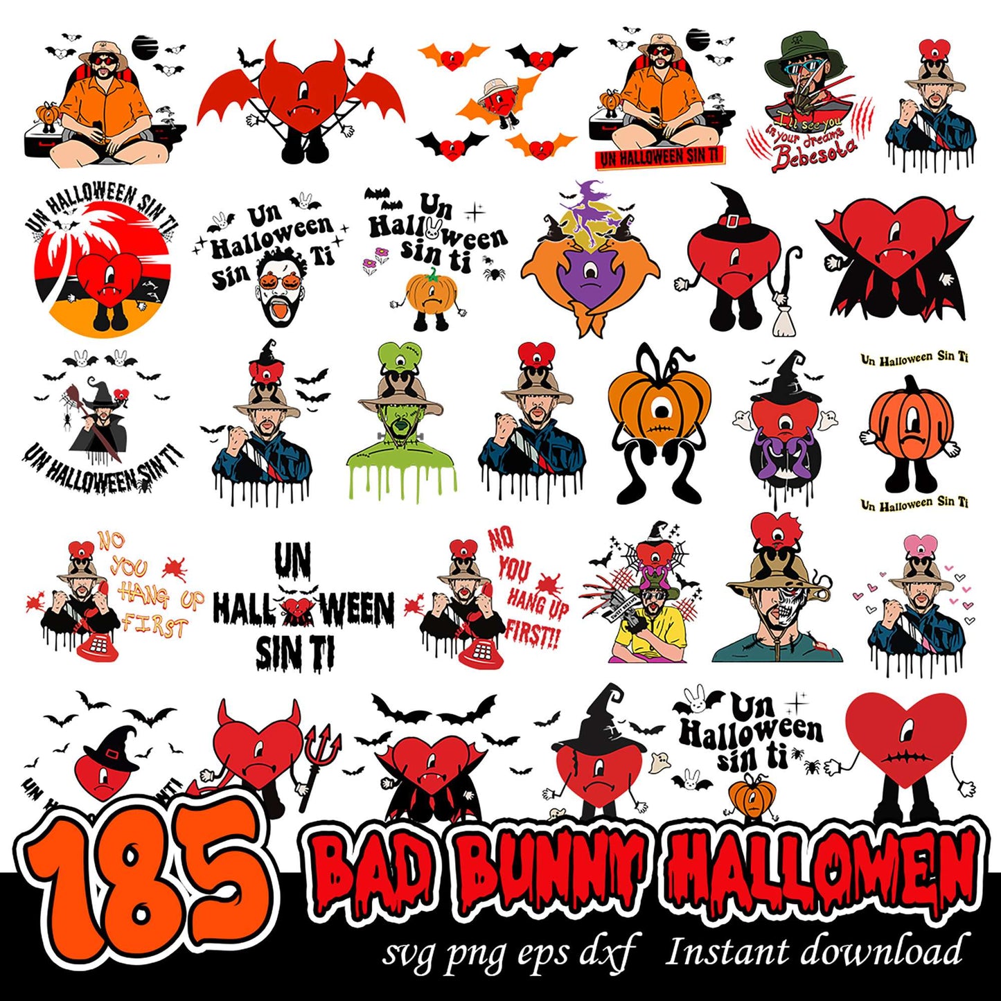 185 Bad Bunny Halloween SVG Bundle for Creative Projects