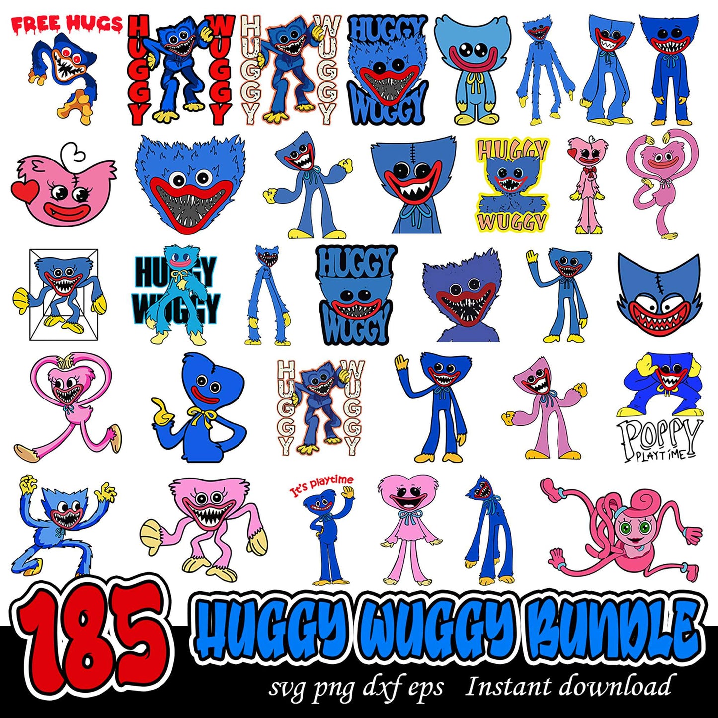 185 Huggy Wuggy Bundle SVG PNG DXF EPS Instant Download