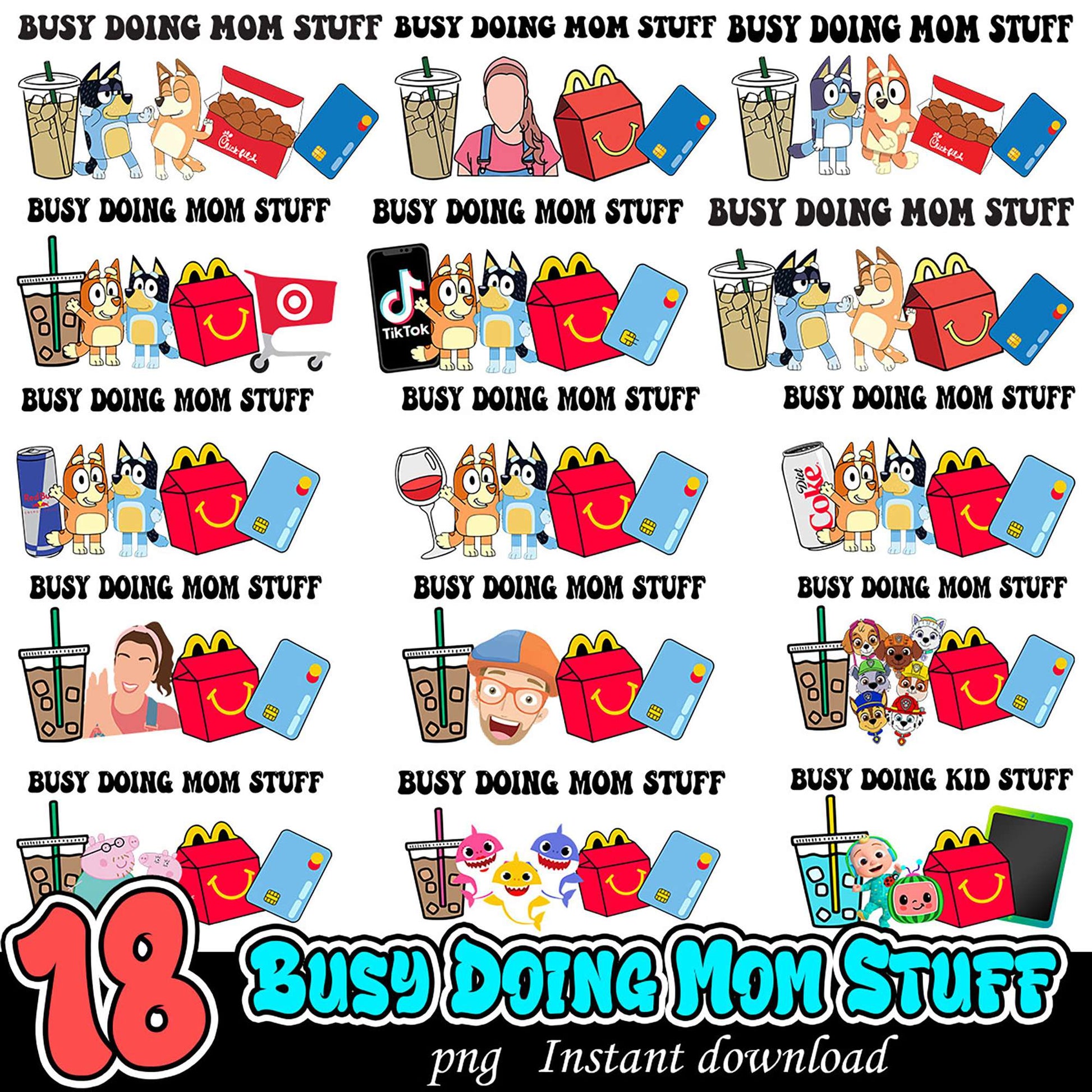 18 Busy Mom PNG Designs Instant Download