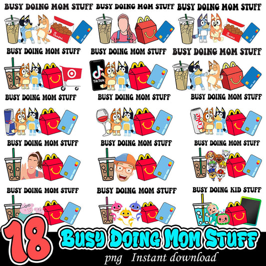 18 Busy Mom PNG Designs Instant Download