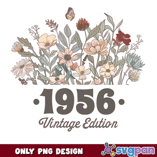 1956 Vintage Edition Wildflower PNG, Birthday PNG, Floral PNG