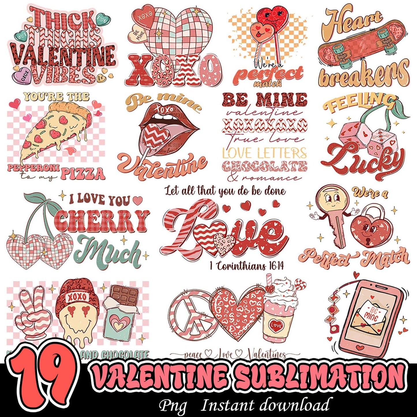 19 Valentine PNG Sublimation Designs