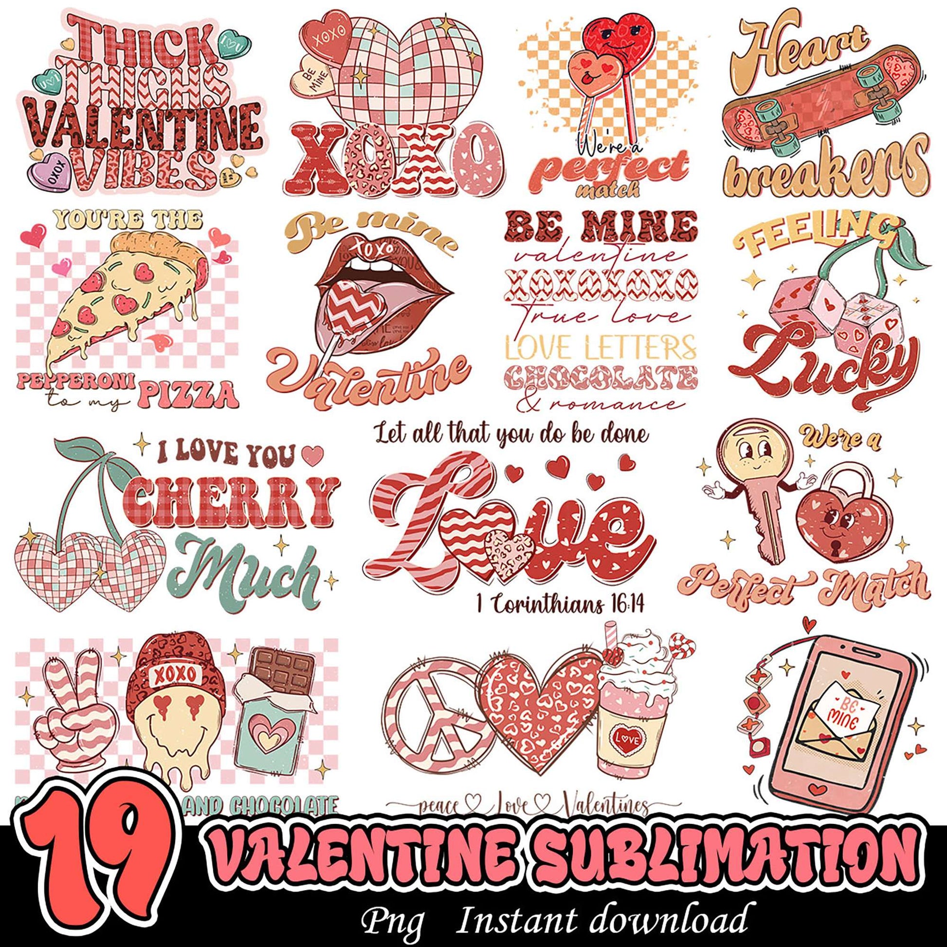 19 Valentine PNG Sublimation Designs